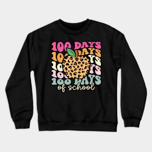 Retro 100 Days of School Leopard Teacher 100th Day of School Crewneck Sweatshirt